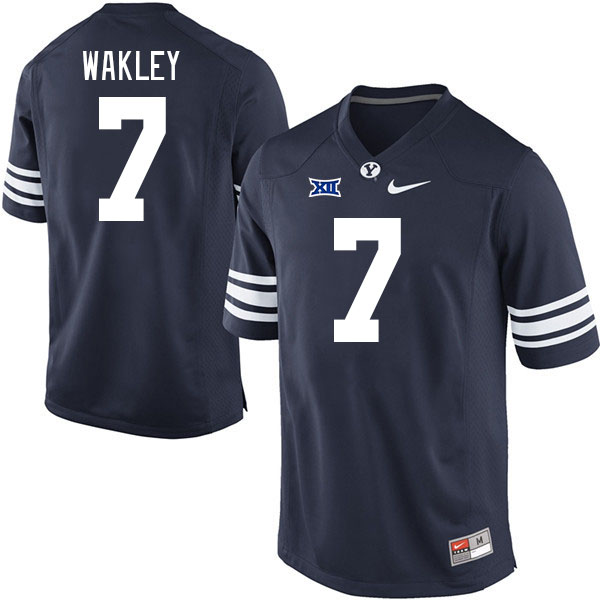 Men #7 Crew Wakley BYU Cougars College Football Jerseys Stitched Sale-Navy